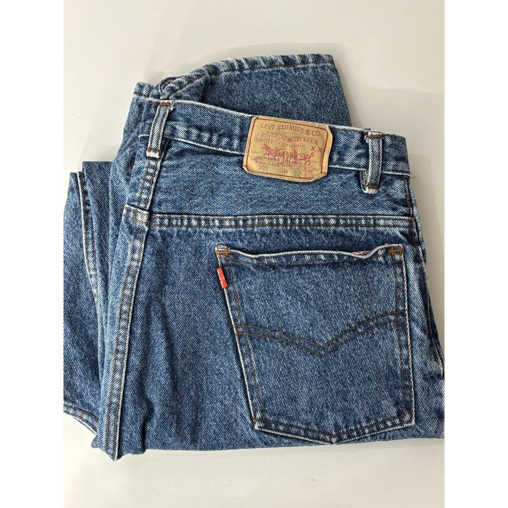 Levi's 501 Straight Leg Jeans Mens Blue Denim Cotton 5-Pocket Outdoor 33x31